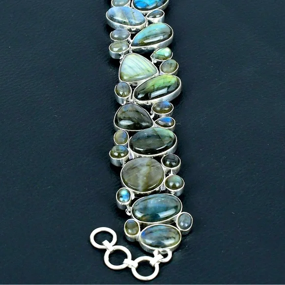 925 sterling silver Labordarite bracelet! Extraordinarily beautiful!! HANDMADE!! - Picture 3 of 7